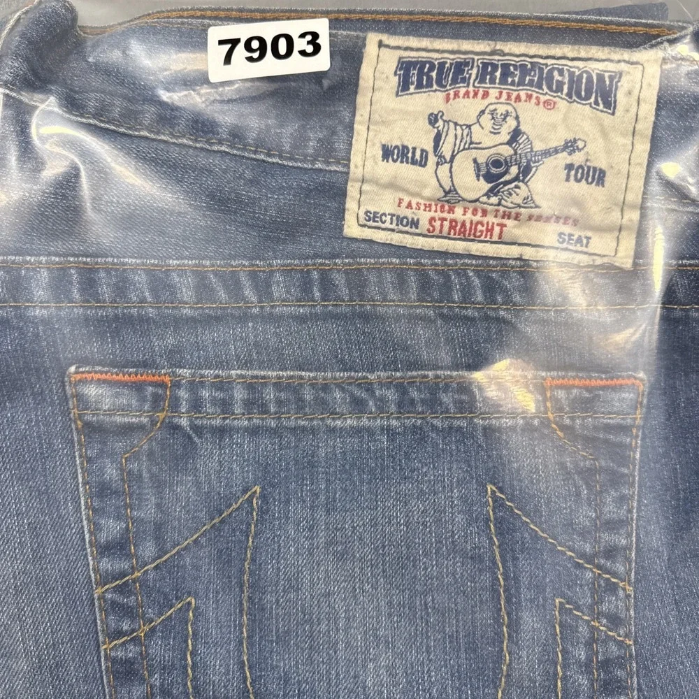 True Religion Jeans Mens 36 Ricky Straight NO FLAP Dark  STYLE  MDE800OM